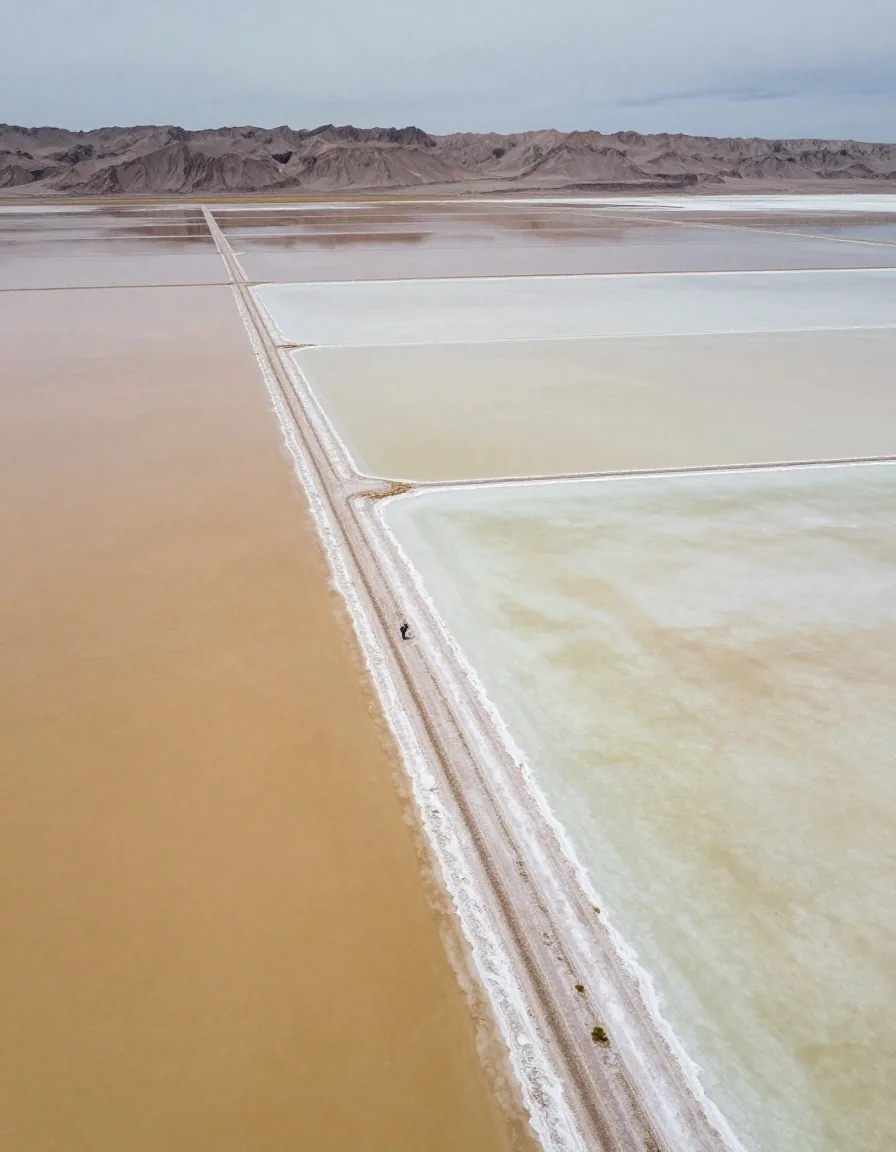 Pozas de evaporación de salmueras de litio en el altiplano argentino